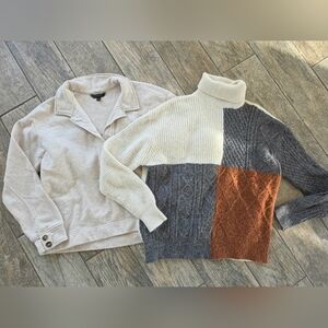 Bundle Lot Colorblock Turtleneck Sweater Banana Republic Pullover Womens Small